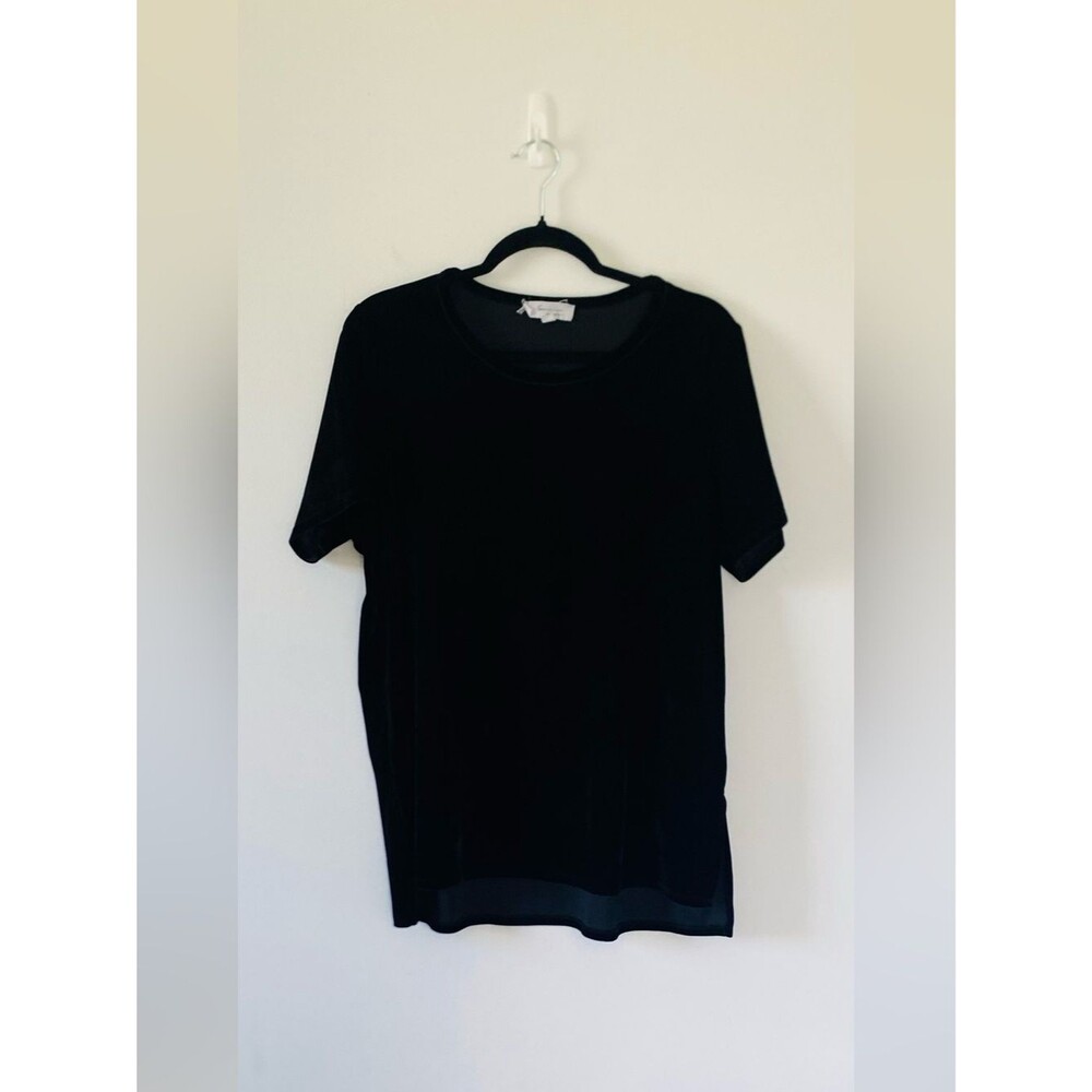 Two by Vince Camuto Black Velvet Short Sleeve Top, Whimsigoth, 90s Minimalist